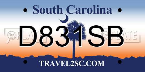 D831SB South Carolina License Plate