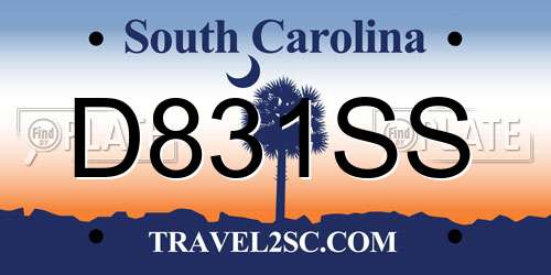 D831SS South Carolina License Plate