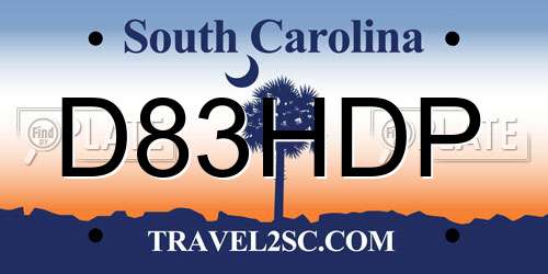 D83HDP South Carolina License Plate