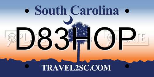 D83HOP South Carolina License Plate