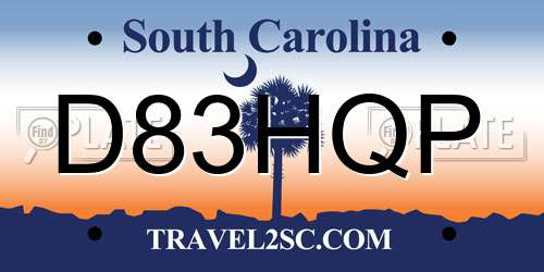 D83HQP South Carolina License Plate