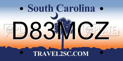 D83MCZ South Carolina License Plate