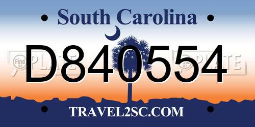 D840554 South Carolina License Plate