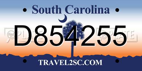 D854255 South Carolina License Plate