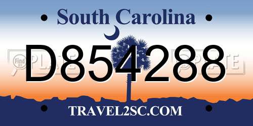 D854288 South Carolina License Plate