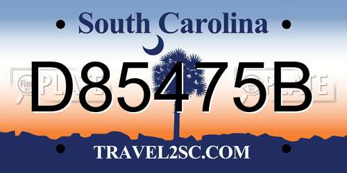 D85475B South Carolina License Plate