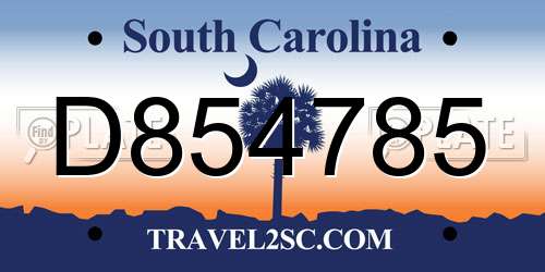 D854785 South Carolina License Plate