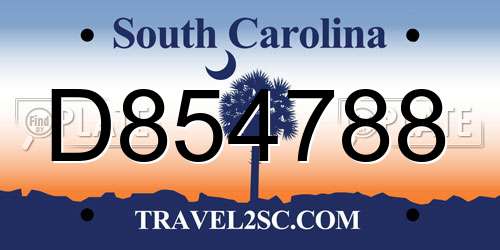 D854788 South Carolina License Plate