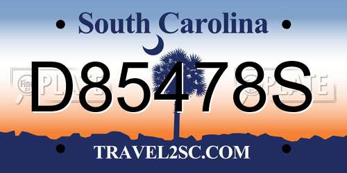 D85478S South Carolina License Plate