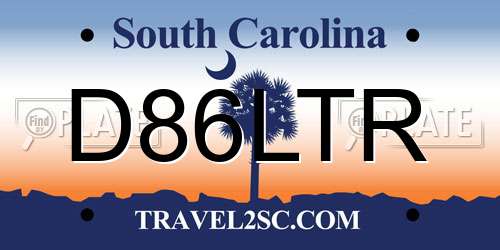D86LTR South Carolina License Plate