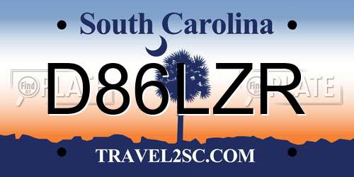 D86LZR South Carolina License Plate