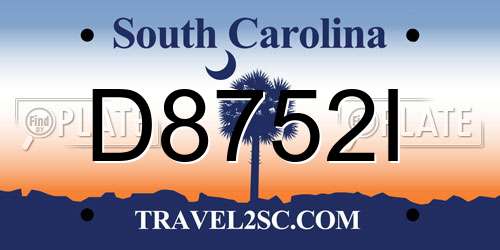 D8752I South Carolina License Plate