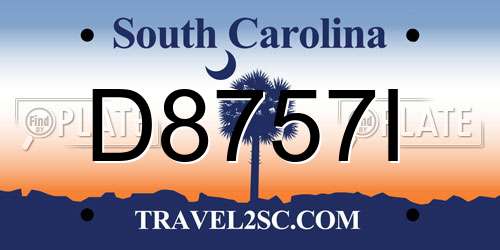 D8757I South Carolina License Plate