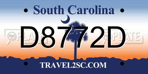 D8772D South Carolina License Plate