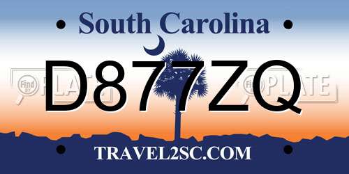 D877ZQ South Carolina License Plate