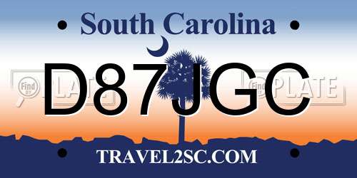 D87JGC South Carolina License Plate
