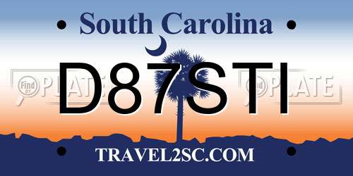D87STI South Carolina License Plate
