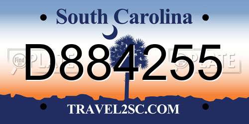 D884255 South Carolina License Plate