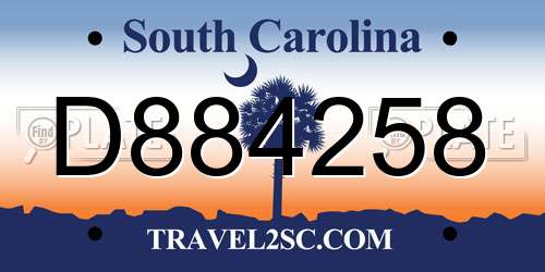D884258 South Carolina License Plate