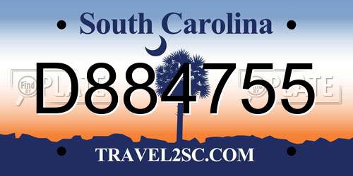 D884755 South Carolina License Plate
