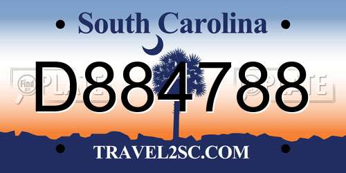 D884788 South Carolina License Plate