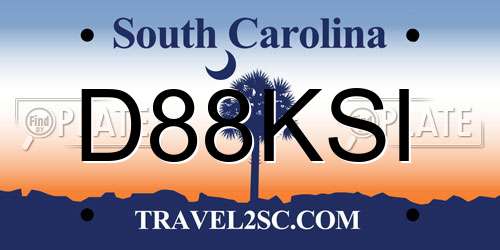 D88KSI South Carolina License Plate