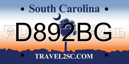 D892BG South Carolina License Plate