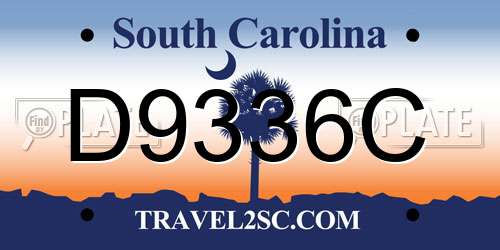 D9336C South Carolina License Plate