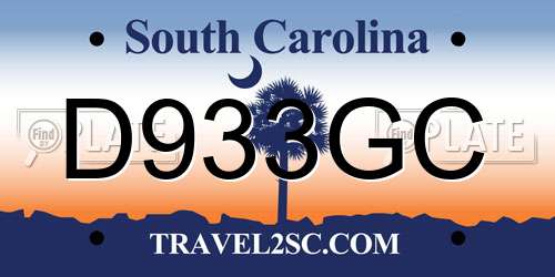 D933GC South Carolina License Plate