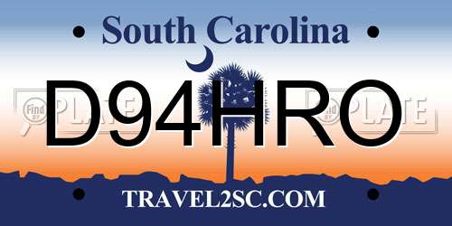 D94HRO South Carolina License Plate