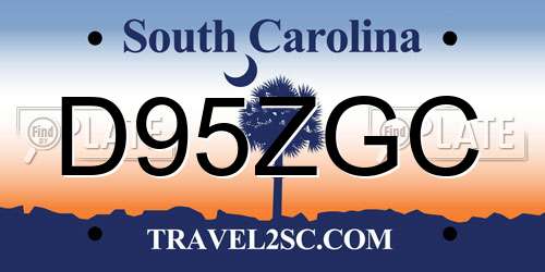 D95ZGC South Carolina License Plate