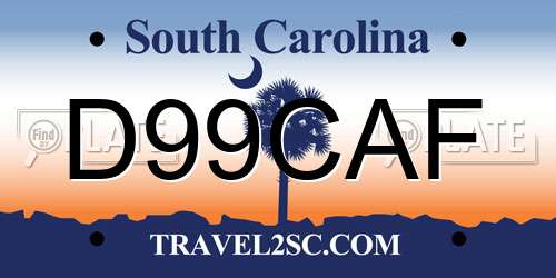D99CAF South Carolina License Plate