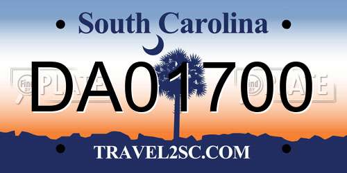 DA01700 South Carolina License Plate