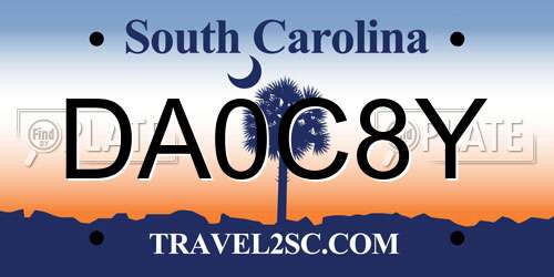 DA0C8Y South Carolina License Plate