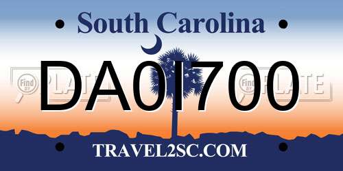 DA0I700 South Carolina License Plate