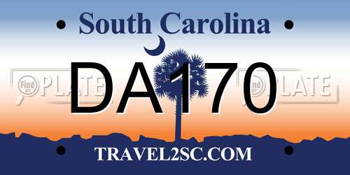 DA170 South Carolina License Plate