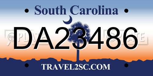 DA23486 South Carolina License Plate