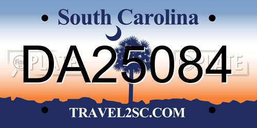 DA25084 South Carolina License Plate