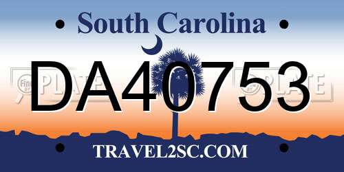 DA40753 South Carolina License Plate