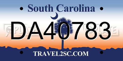 DA40783 South Carolina License Plate