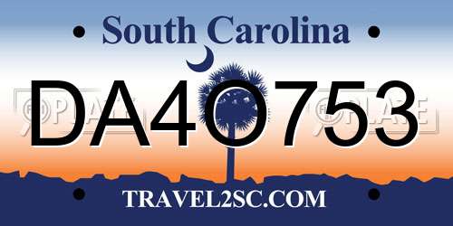 DA4O753 South Carolina License Plate