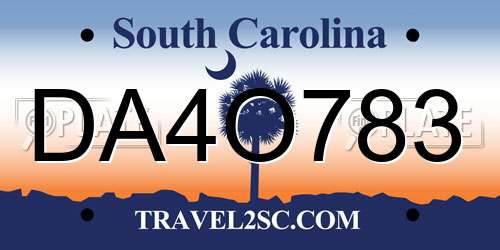 DA4O783 South Carolina License Plate