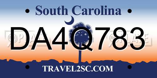 DA4Q783 South Carolina License Plate