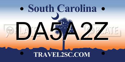 DA5A2Z South Carolina License Plate