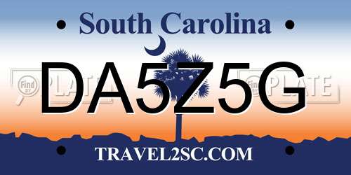 DA5Z5G South Carolina License Plate