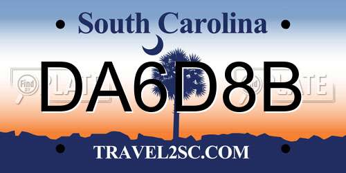 DA6D8B South Carolina License Plate