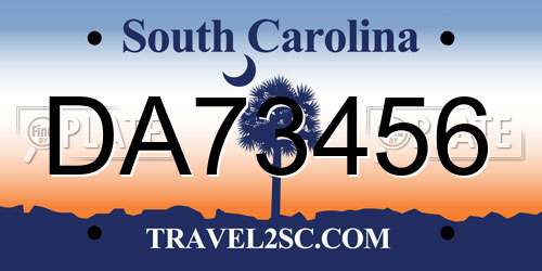 DA73456 South Carolina License Plate