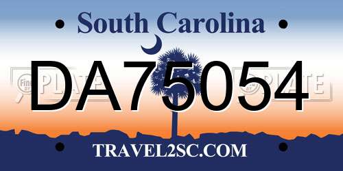 DA75054 South Carolina License Plate