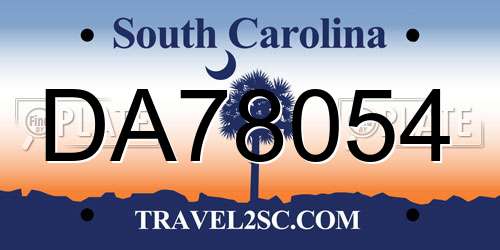 DA78054 South Carolina License Plate