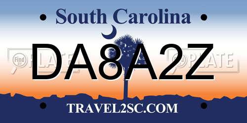 DA8A2Z South Carolina License Plate
